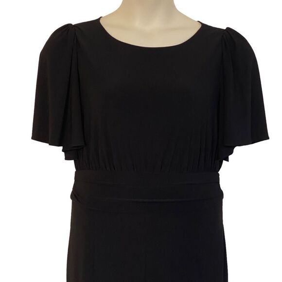 Julia Jordan Black Flutter Sleeve Stretch Jersey Wide Leg Jumpsuit Sz 12 - Picture 6 of 16